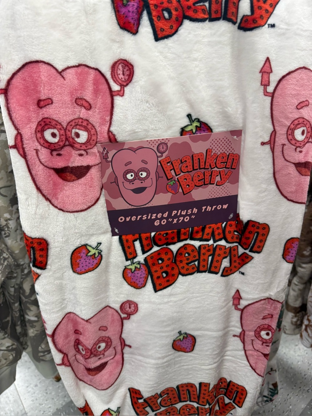 Franken Berry Oversized Plush Throw - Pink & White